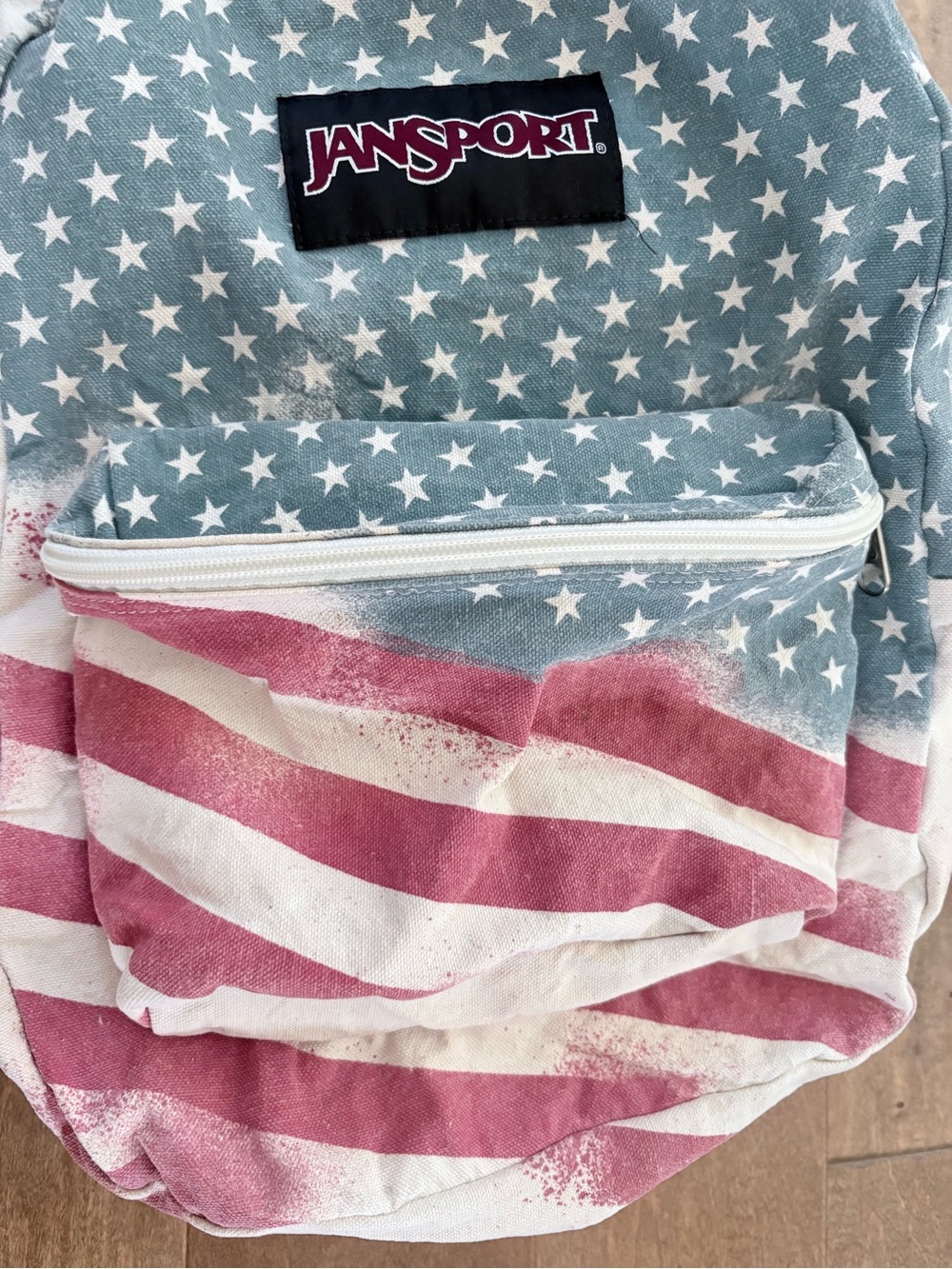 Jansport Star & Stripe Print Backpack in Blue, White & Red - Picture 5 of 11